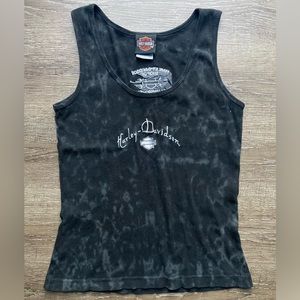 Harley Davidson Black Tie Dye Tank Top Size Medium